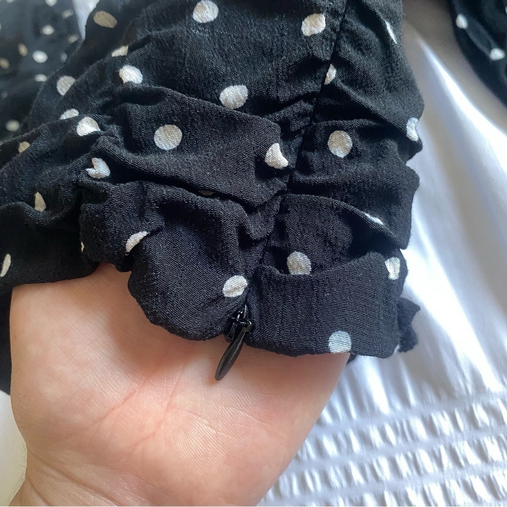 ZARA balloon sleeve black and white polka dot corset crop top size Small - Picture 6 of 14